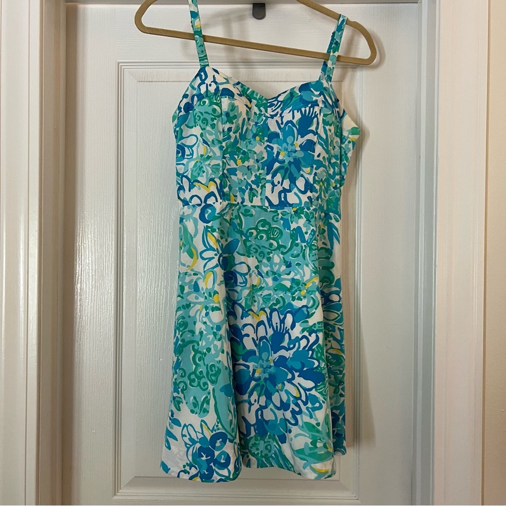 Lilly Pulitzer dress with blue and green pattern